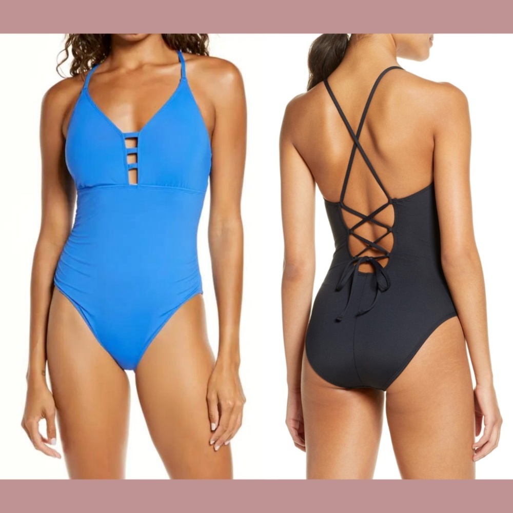 NEW LA BLANCA [ 8 ] Laddered Mio One-piece Swimsuit‎ In China Blue